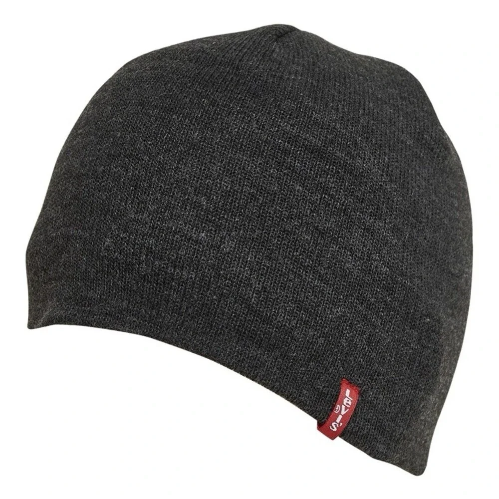 LEVI'S Mens Beanie Dark Grey OS Logo Fall Winter Outdoors